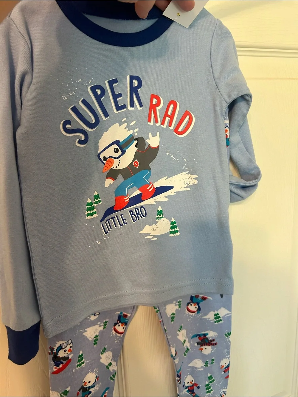 NWT!Infant Boys 2-PieceChildren's Place Light Blue 'Super Little Bro' Pajama Set